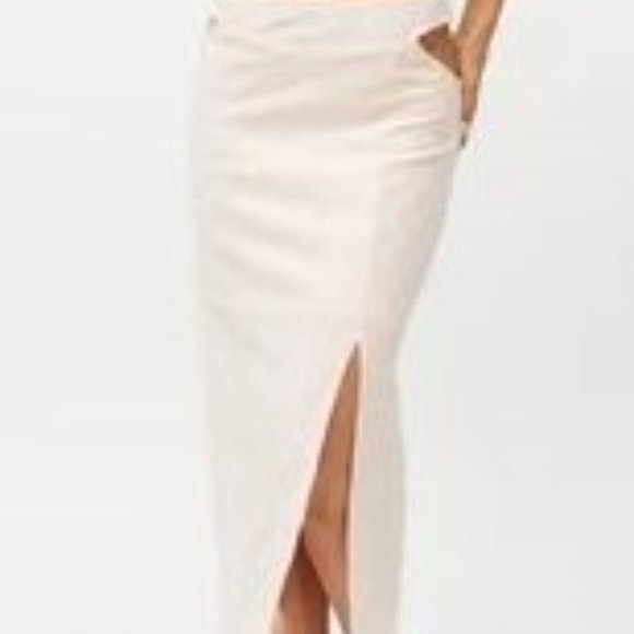 Urban Outfitters NWT  V Strap Knit Delia Pink/Rose Bodycon Midi Skirt Size Large - Picture 1 of 12